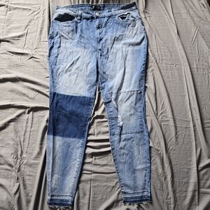Forever 21 Distressed Light Blue Skinny Jeans